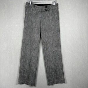 The Limited Cassidy Trouser Pants Size 2 Black/Gray Herringbone Wide Leg 32" in